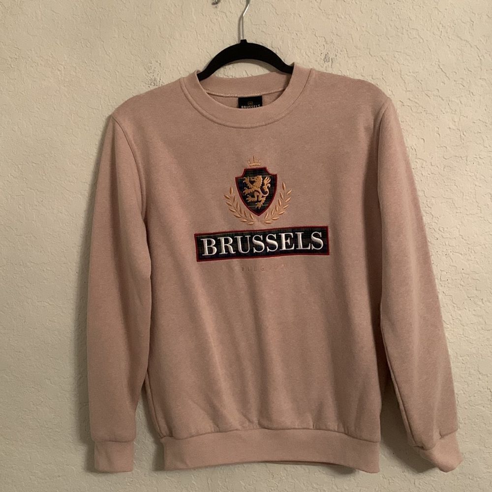 Sweater Long Sleeve Crew Neck Brussels Belgium Embroidered Size XS
